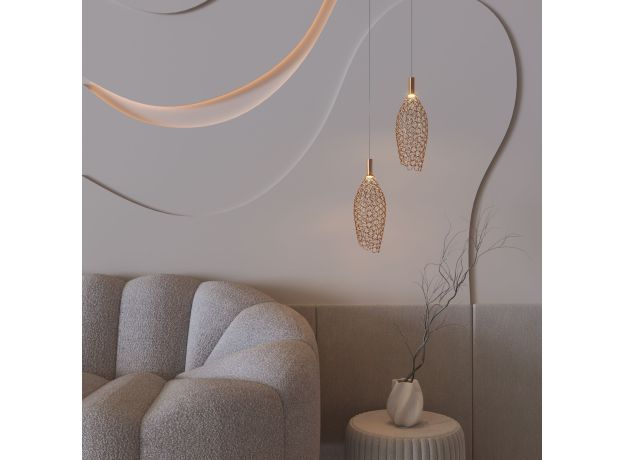 Подвесной светодиодный светильник с металлическим плафоном 90380/1 золото