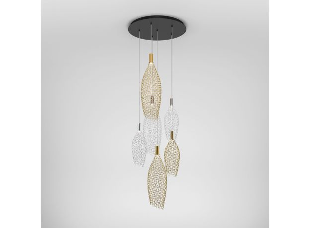 Подвесной светодиодный светильник с металлическими плафонами 90352/6 золото/хром