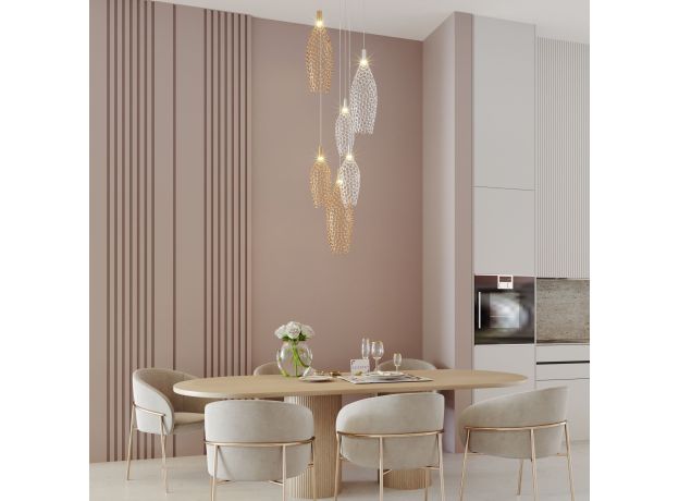 Подвесной светодиодный светильник с металлическими плафонами 90352/6 золото/хром