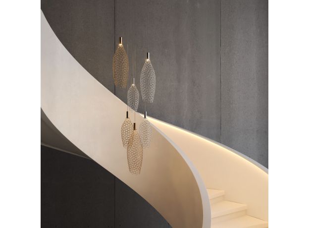 Подвесной светодиодный светильник с металлическими плафонами 90352/6 золото/хром