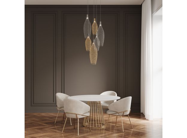 Подвесной светодиодный светильник с металлическими плафонами 90352/6 золото/хром