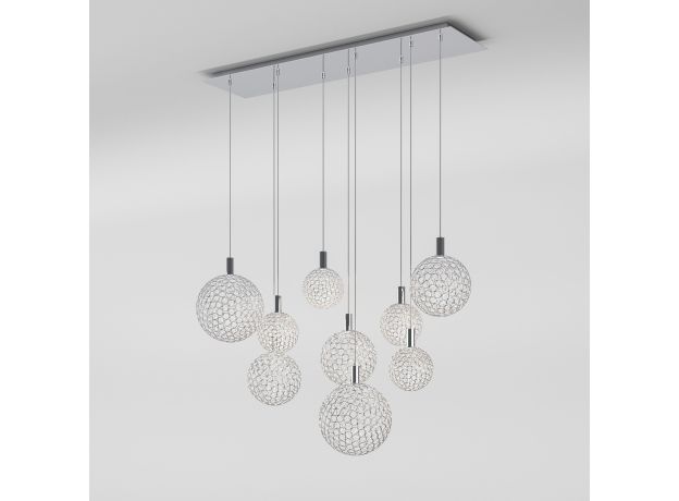 Подвесной светодиодный светильник с металлическими плафонами 90353/9 хром