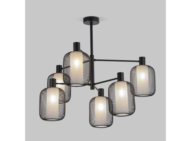 Потолочный светильник с металлическими абажурами и стеклянными плафонами 30191/6 черный