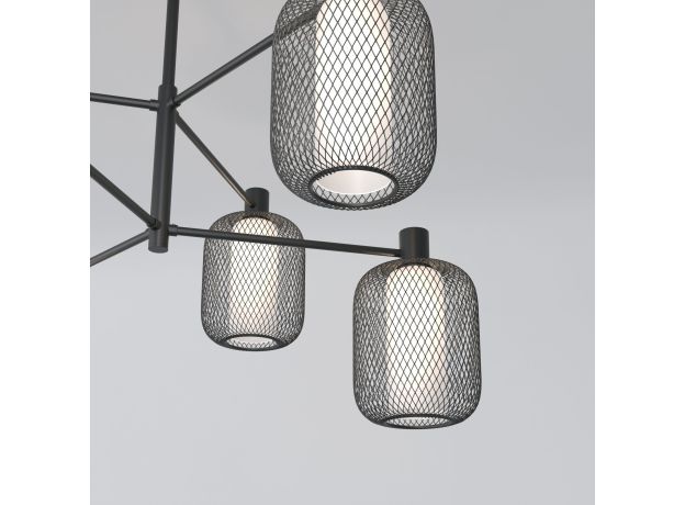 Потолочный светильник с металлическими абажурами и стеклянными плафонами 30191/6 черный