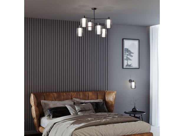 Потолочный светильник с металлическими абажурами и стеклянными плафонами 30191/6 черный