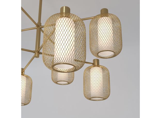 Потолочный светильник с металлическими абажурами и стеклянными плафонами 30192/8