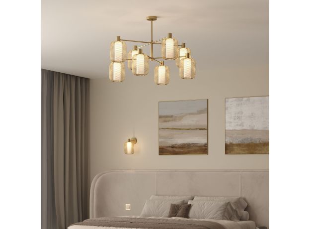 Потолочный светильник с металлическими абажурами и стеклянными плафонами 30192/8