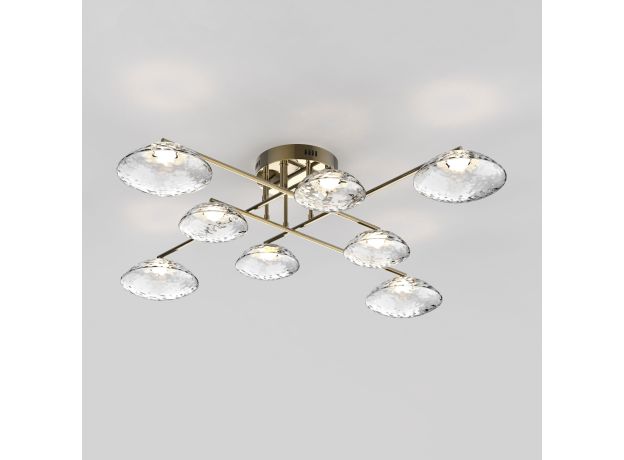 Потолочный светильник с прозрачными стеклянными плафонами 50389 LED латунь