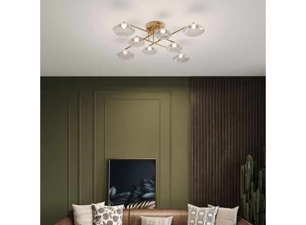 Потолочный светильник с прозрачными стеклянными плафонами 50389 LED латунь