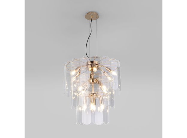 Умная подвесная люстра со стеклянными плафонами 60171 золото