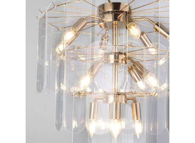 Умная подвесная люстра со стеклянными плафонами 60171 золото