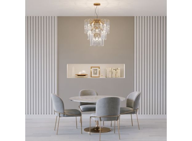 Умная подвесная люстра со стеклянными плафонами 60171 золото