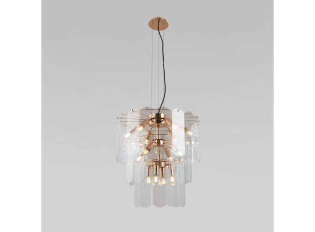 Умная подвесная люстра со стеклянными плафонами 60171 золото