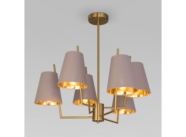 Умная потолочная люстра с тканевыми абажурами 60173/6 латунь