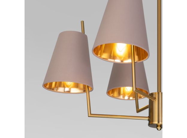 Умная потолочная люстра с тканевыми абажурами 60173/6 латунь