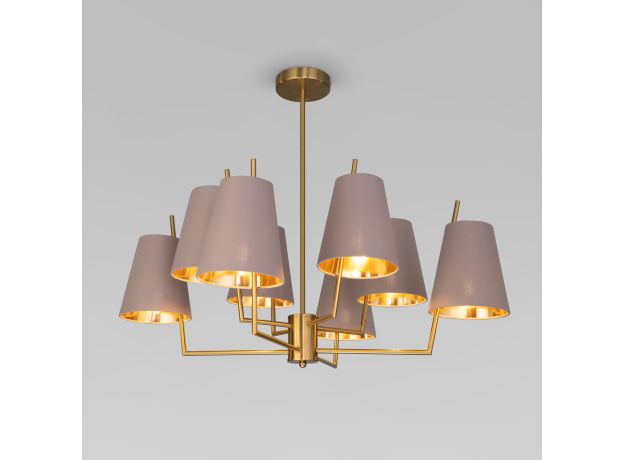 Умная потолочная люстра с тканевыми абажурами 60173/8 латунь