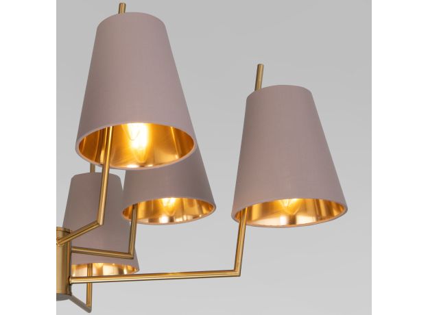 Умная потолочная люстра с тканевыми абажурами 60173/8 латунь