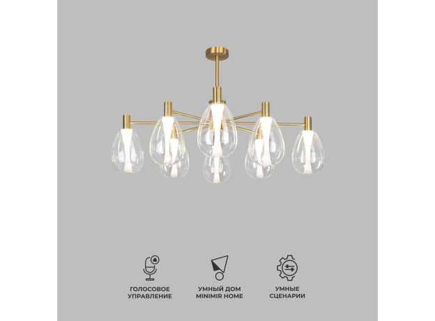 Умный потолочный светильник со стеклянными плафонами 60175/8 латунь Smart