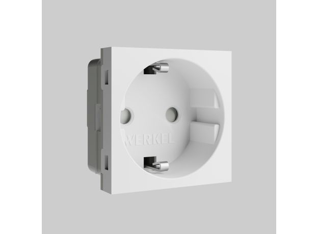 W1171160/ Модульная розетка с заземлением и шторками 45*45  (белый) W1171160