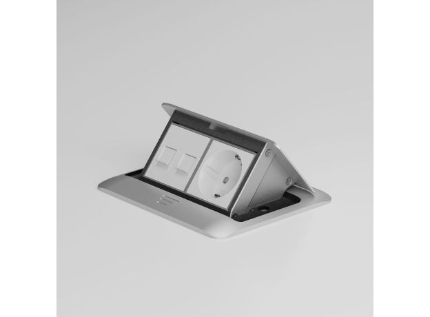 W1171160/ Модульная розетка с заземлением и шторками 45*45  (белый) W1171160