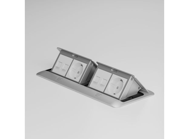 W8078065/ Выдвижной блок (Лючок) на 8 модулей (серебряный) W8078065