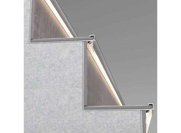 LL-2-ALP025 Встраиваемый алюминиевый профиль для подсветки ступеней (под ленту до 11mm) LL-2-ALP025