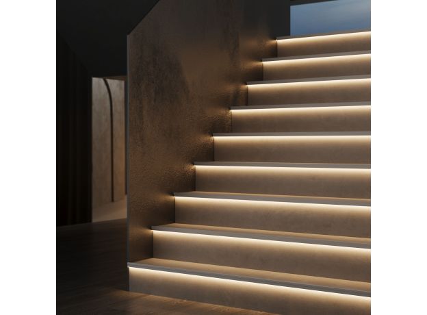 LL-2-ALP025 Встраиваемый алюминиевый профиль для подсветки ступеней (под ленту до 11mm) LL-2-ALP025