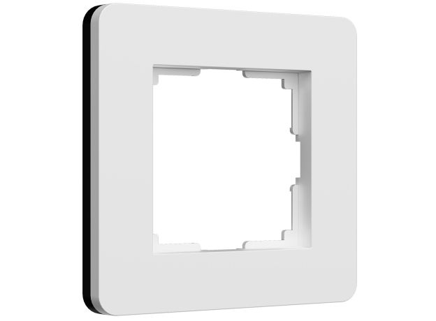 Рамка из поликарбоната на 1 пост Split белый/черный, soft-touch W0013068