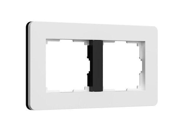 Рамка из поликарбоната на 2 поста Split белый/черный, soft-touch W0023068