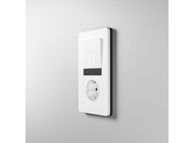 Рамка из поликарбоната на 2 поста Split белый/черный, soft-touch W0023068