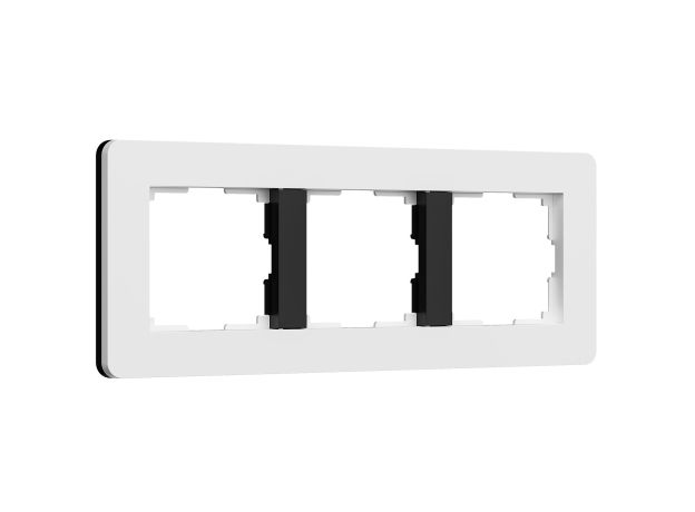 Рамка из поликарбоната на 3 поста Split белый/черный, soft-touch W0033068