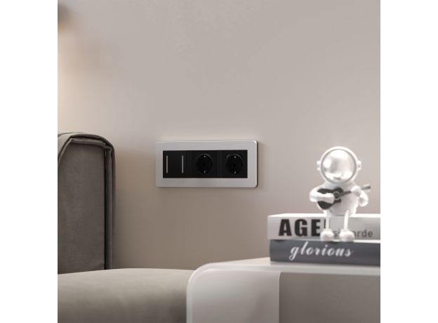 Рамка из поликарбоната на 3 поста Split белый/черный, soft-touch W0033068