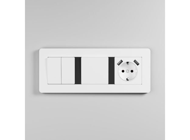 Рамка из поликарбоната на 3 поста Split белый/черный, soft-touch W0033068