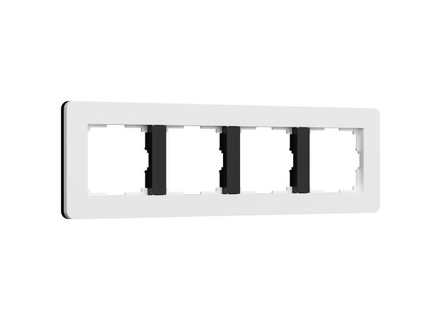 Рамка из поликарбоната на 4 поста Split белый/черный, soft-touch W0043068