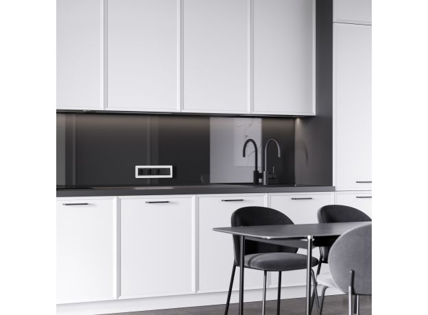 Рамка из поликарбоната на 4 поста Split белый/черный, soft-touch W0043068