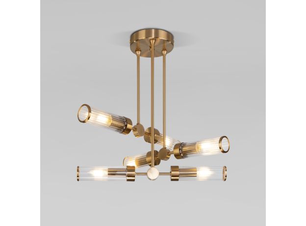 Умный потолочный светильник со стеклянными плафонами 60166/6 латунь