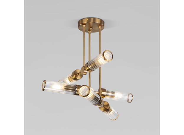 Умный потолочный светильник со стеклянными плафонами 60166/6 латунь