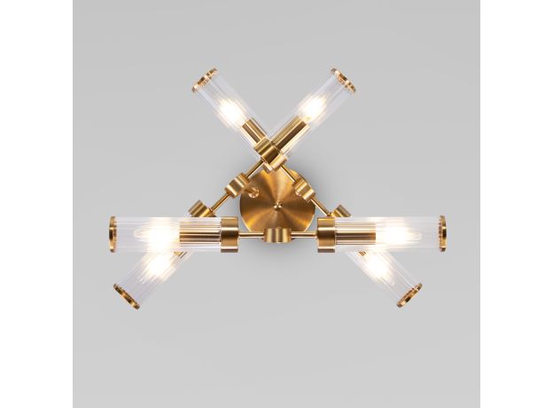 Умный потолочный светильник со стеклянными плафонами 60166/6 латунь