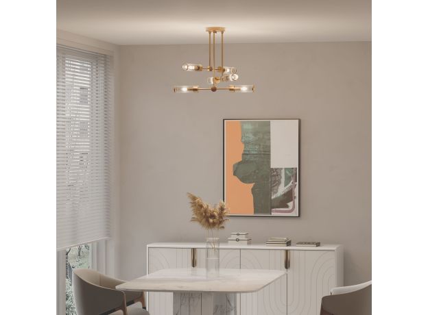 Умный потолочный светильник со стеклянными плафонами 60166/6 латунь