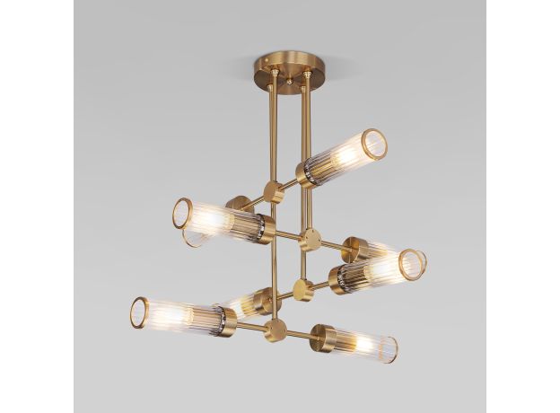 Умный потолочный светильник со стеклянными плафонами 60166/8 латунь