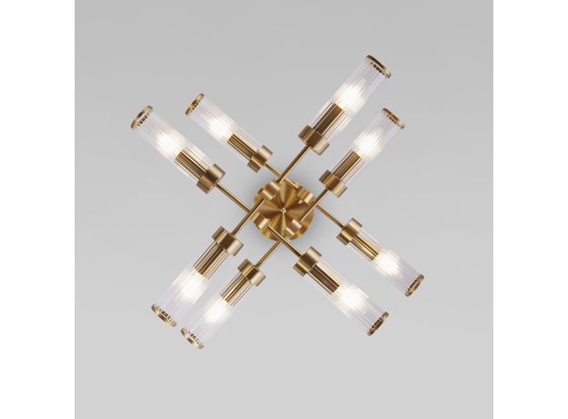 Умный потолочный светильник со стеклянными плафонами 60166/8 латунь