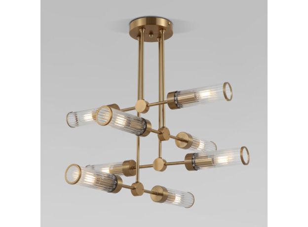 Умный потолочный светильник со стеклянными плафонами 60166/8 латунь