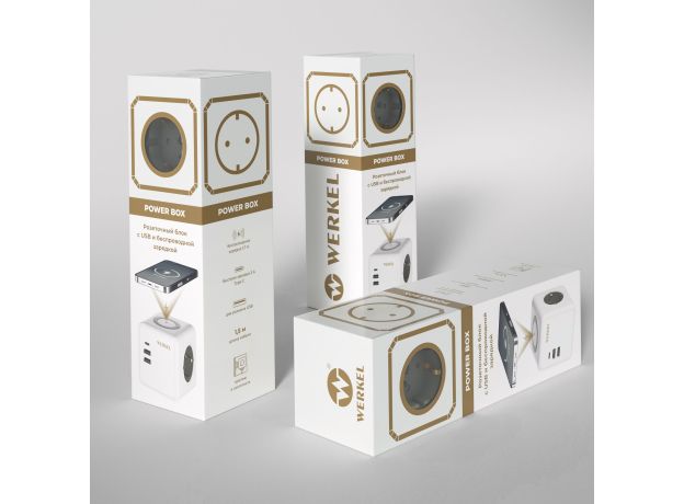 Розеточный блок 3-местный + 3×USB + беспроводная зарядка W6513501