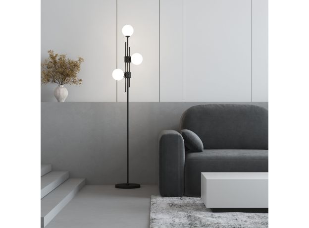 Напольный светильник со стеклянными плафонами 01383/3 черный