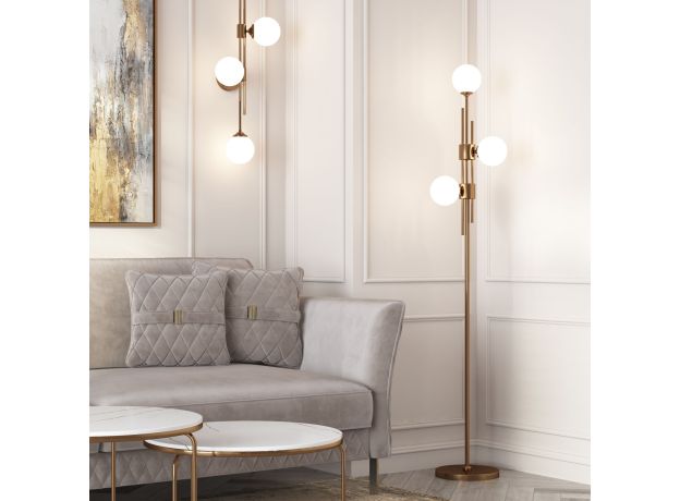 Напольный светильник со стеклянными плафонами 01383/3 латунь