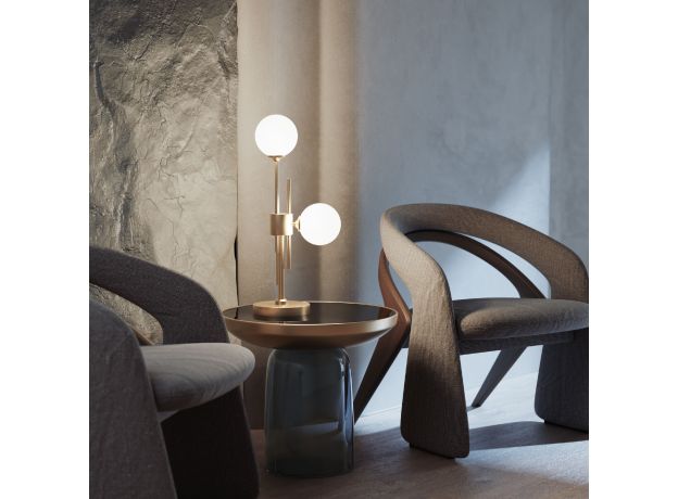 Настольный светильник со стеклянными плафонами 01383/2 латунь