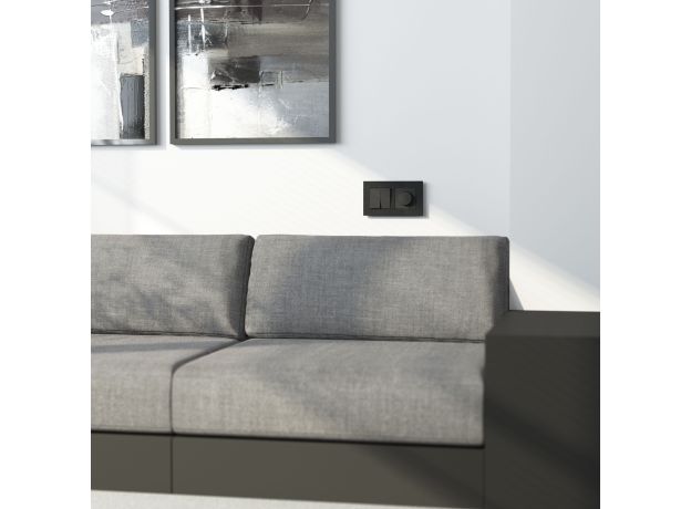 Рамка из металла на 2 поста АluMax черный алюминий W0023508