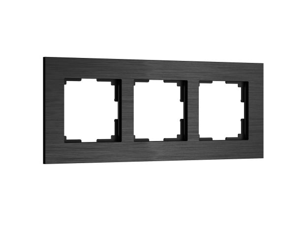 Рамка из металла на 3 поста АluMax черный алюминий W0033508