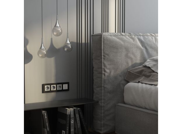 Рамка из металла на 4 поста АluMax черный алюминий W0043508