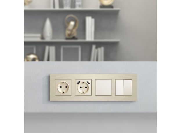 Рамка из металла на 4 поста АluMax шампань алюминий W0043511